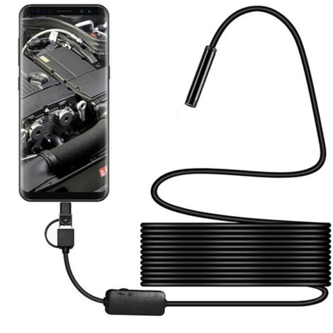 SABIR Endoscope, caméra d'endoscopie vidéo HD étanche Android OTG 5 m avec câble de sécurité 6 lumières LED pour smartphones et ordinateurs Samsung Galaxy/Sony/Nexus Android (1/5)