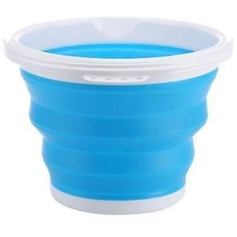 SABIR Seau Pliant en Silicone Seau Pliant Portable Bassin Télescopique de Pêche 3L Bleu (1/4)