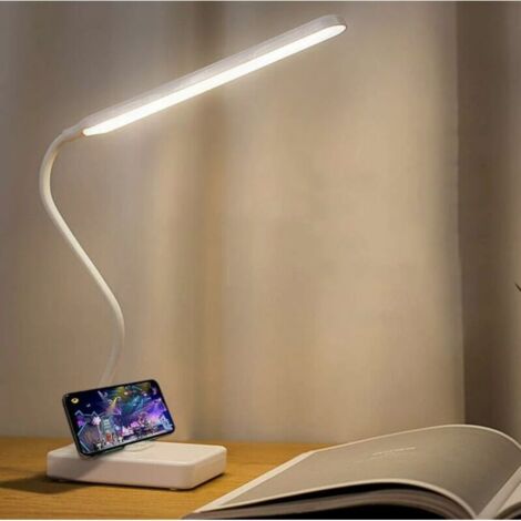 SABIR Lampe de bureau LED sans fil rechargeable par USB 2000 mAh alimentée par batterie, contrôle tactile 3 couleurs 6 luminosité réglable, lampe de table portable pour enfants lecture livre d'étude l (1/4)