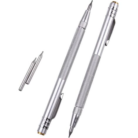 SABIR Lot de 2 marqueurs en carbure de tungstène, stylo de gravure en aluminium avec clip et aimant (1/5)