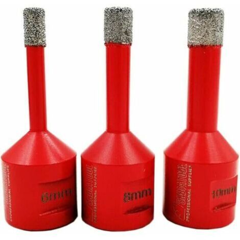 SABIR Forets Diamant 3PCS 6mm/8mm/10mm Brasé Sous Vide Trépans avec Filetage M14 pour Perçage à sec en Porcelaine Carrelage Granit Marbre,T-Audace STOL (1/5)
