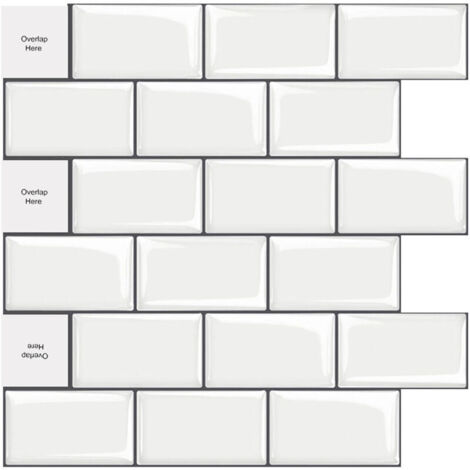SABIR MNS Credence Adhésif pour Cuisine Salle de Bain, Faux Carrelage Adhésif Mur Blanc Credence Cuisine Adhésif, Imperméable Metro 3D Carrelage PVC Adhésif Mural, 4 Pièces (Noir, 4 Feuilles) (1/5)