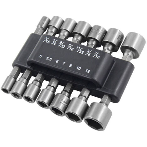 SABIR 14 Pièces Adaptateur de Clé à Douille Hexagonale pour écrous, Insert de Tournevis, Jeu de Douilles à Embouts, écrous à Six Pans Creux pour Embouts Hexagonaux de Tournevis Magnétique Lefou STOL (1/5)