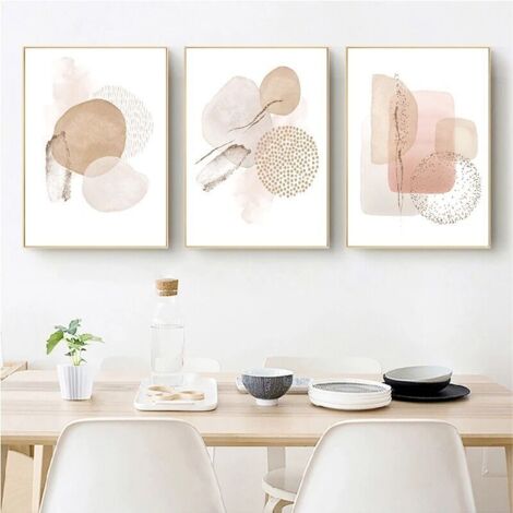 SABIR Lot de 3 posters - Style bohème - Plante esthétique - Art abstrait moderne - Tableau mural - Décoration bohème - Sans cadre - 30 x 40 cm (1/5)