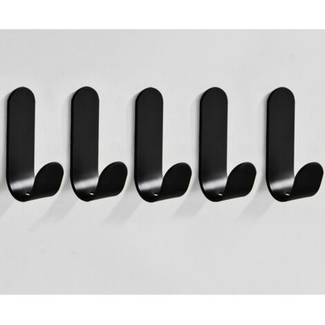 SABIR 5 Pièces Crochet Adhesif Mural, Accroche Torchon Cuisine, Porte Serviette Salle de Bain, Crochet Adhesif Sans Trace, Fixation Murale Sans Percer, Attache Murale, Crochets Adhesifs, Noir (1/5)