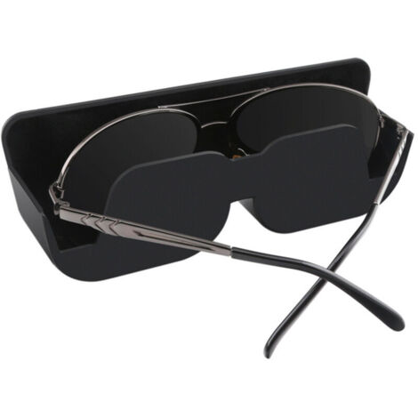 SABIR Boîte de Rangement pour Lunettes de Voiture Soleil et Porte-Lunettes à Clip pour Pare-Soleil, Support Étui de Lunettes Soleil Voiture en Cuir Organisateur Visière Lunettes Soleil Voiture