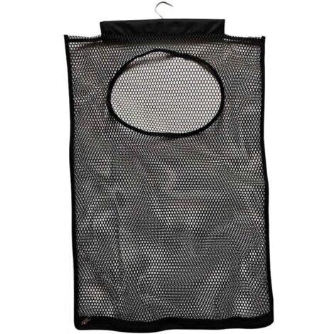 SABIR Panier à linge à suspendre, pliable, panier de rangement à suspendre, panier à linge en maille et respirant, panier à linge sale (noir) (1/5)