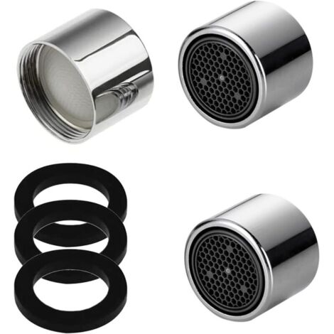 SABIR 3 Pièces Aérateur de robinet, Aerateur Robinet Economie Eau Avec Filtre en Acier Inoxydable pour Robinet Lavabo de Salle de Bain et Cuisine, Comprendre 3 Joints (1/5)
