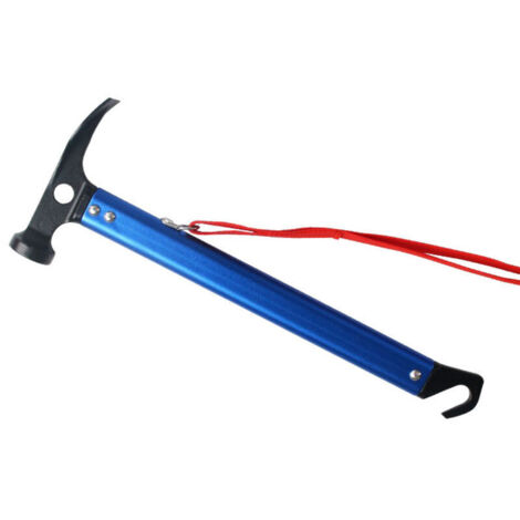 SABIR Marteau De Camping avec Crochet, 30cm Marteau De Tente en Aluminium Maillet De Camping en Plein Air Marteau De Piquet De Tente Multifonctionnel (Bleu) (1/5)
