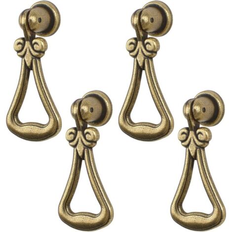 SABIR 4pcs poignées de pendentif vintage en alliage de zinc avec anneau triangulaire vert bronze pour armoires, placards, tiroirs, portes, meubles décoratifs (1/5)