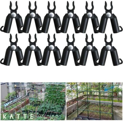 SABIR Lot de 12 connecteurs pour treillis de jardin, plantes, auvents, support de fixation commun pour cage à tomates (11 mm) (1/5)