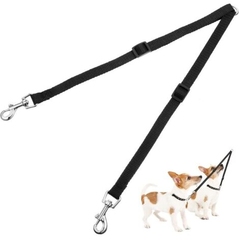 SABIR (Noir)Laisse de Dressage Réglable Double pour Animaux de Compagnie Laisse de Chien Double sans Enchevêtrement à Double Séparateur Laisse de Dressage de Marche pour Deux Chiens (1/5)