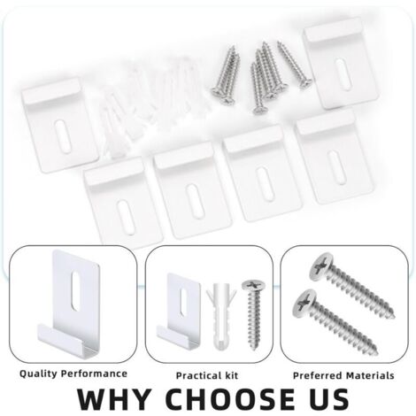 SABIR 16pcs 7.2mm large Canal miroir Clip Clip Kit, 304 acier inoxydable grand poids lourd clip de fixation avec vis miroir clip, clip de monture métallique pour monture murale sans cadre miroir clip (1/4)