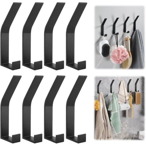 SABIR Lot de 8 Patères pour Mur, Noires, Patères Modernes, Porte-manteau avec vis Invisibles également Sans Perçage, Crochets à Serviettes pour Cuisine, Portes, Sacs à Main, Foyers, Foulards, Casque (1/5)