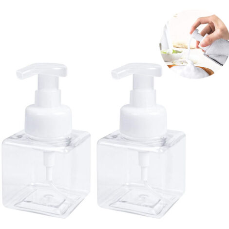 SABIR 2 pièces Distributeurs de Savon moussant Flacon Pompe Vide moussant de 250 ML (8,5 oz) Pompe Bouteilles vides pour Le Savon à Main de Cuisine ou de Salle de Bain Nettoyant pour Le Visage Nettoya (1/5)