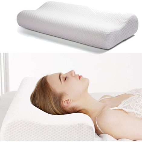 SABIR Oreiller Ergonomique à Mémoire de Forme Oreiller Cervical Coussin avec Housse Hypoallergénique Lavable 63x34CM (1/5)