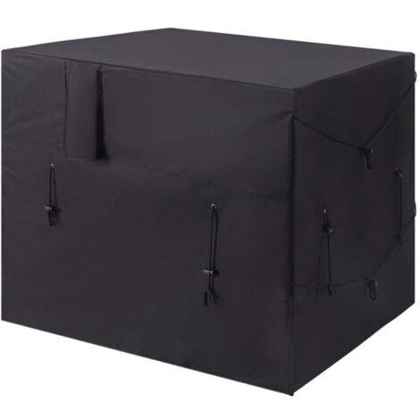 SABIR Housse imperméable Oxford 210D pour pompe à chaleur de piscine avec aérations, protection contre le chauffage extérieur pour l'hiver, noir,100 x 85 x 78 cm