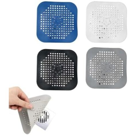 SABIR 14x14cm Paquet de 4 crépines de vidange en Silicone, crépine de vidange, crépine de Cheveux de Baignoire, crépine de Cheveux de Douche, Drain d'évier de Cuisine pour Cuisine, Salle de Bains et