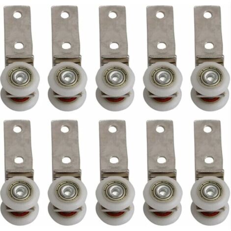 SABIR 10 pack 1,9 cm Coude de conduit en métal Roulement Bloc de poulie avec deux Plastique de roue pour porte coulissante fenêtre Cabinet (1/4)