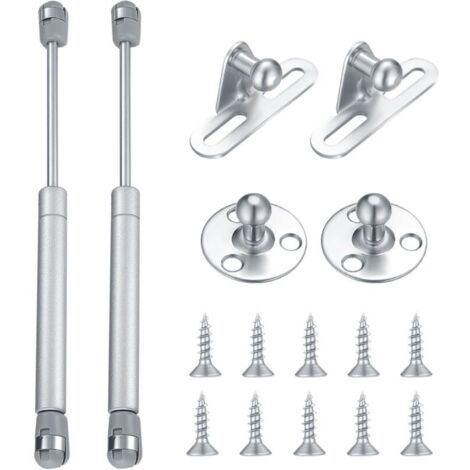 SABIR Lot de 2 vérins à gaz hydrauliques - 100 Nm/10 kg - Raccords à ressort de compression - Charnières à fermeture douce - Pour porte de meuble (1/5)