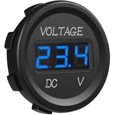 SABIR 12-24V DC Voltmètre Affichage Numérique à LED Imperméable pour Bateau Moto Camion Marine(Bleu) (1/5)