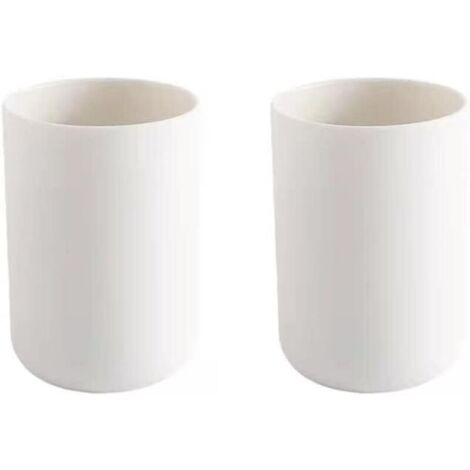 SABIR Tasse à brosse à dents japonaise pour bain de bouche - Tasse à brosse à dents simple unie pour couple (blanc et blanc) (1/4)