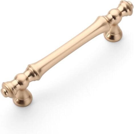 SABIR 6 Pièces Poignées de Meuble Laiton Brossé, 96mm, en Alliage de Zinc, pour Cuisine, Armoires, Tiroirs et Placards (1/5)