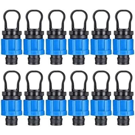 SABIR Lot de 12 bouchons d'extrémité d'irrigation goutte à goutte 1/2" - Raccord universel - Compatible avec les bandes goutte-à-goutte de 16 à 17 mm (1/5)