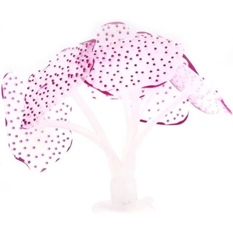 SABIR 2Pcs coraux artificiels en silicone pour décoration d'aquarium, paysage d'aquarium, effet lumineux coloré, plante de mer, ornement avec ventouse - Violet (1/5)