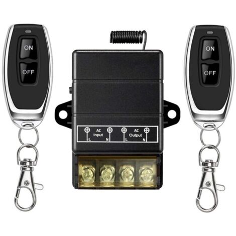 SABIR Commutateur de relais sans fil, commutateur RF sans fil de relais de 328 pieds 220V/230V/240V/40A pour appareils ménagers, pompes, plafonniers et équipements (commutateur à distance noir) (1/5)