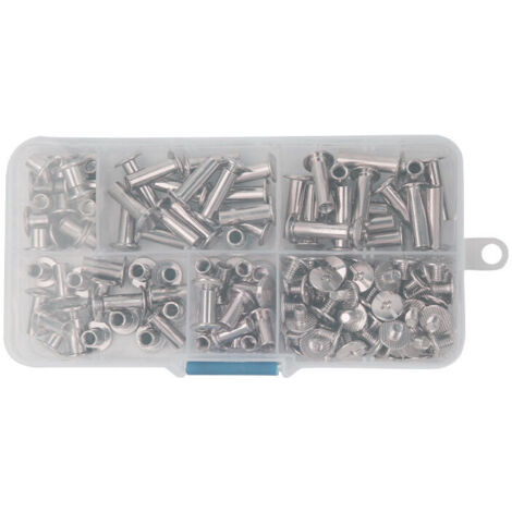 SABIR 80 pièces 5 tailles en vis de liaison en métal, vis Chicago, rivet à vis en acier inoxydable pour bricolage, décoration en cuir (1/3)