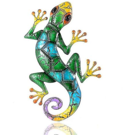 SABIR Statues de jardin en métal Gecko, ornements d'extérieur en fer pour maison et jardin-1 (1/5)