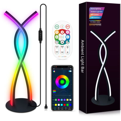 SABIR Lampe de Chevet LED RGB Blanc Chaud, Lampe Décorative en Métal Ambiance Lampe de Table, Lampe de Muit Dimmable avec Synchronisation Musicale, Contrôle d'application, pour Bureau Salon Table (1/5)