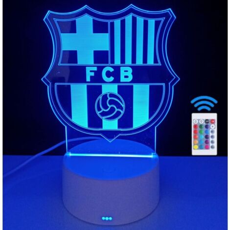 SABIR Lampe de chevet LED 3D Barça Éclairage fixe ou clignotant Télécommande incluse 16 couleurs Alimentation USB ou piles AA (1/5)