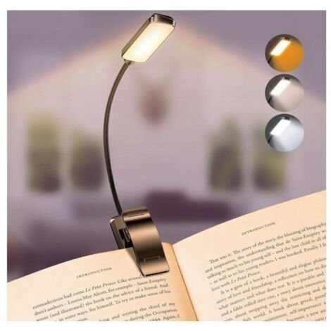 SABIR Lampe de Lecture Rechargeable, 9 LED Liseuse Lampe Clip, Gradation Progressive & 3 Modes Protection des Yeux (Blanc Froid&Chaud), 360° Cou Flexible, Indicateur, Longue Travail pour Lire au Lit
