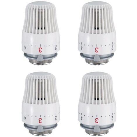 SABIR Lot de 4 têtes thermostatiques, tête de rechange pour vanne de radiateur M30 x 1,5, vanne de radiateur thermostatique, (1/4)