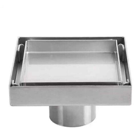 SABIR Siphon de sol invisible en acier inoxydable 304 drain de sol déodorant épaissi carré 1010cm (1/4)