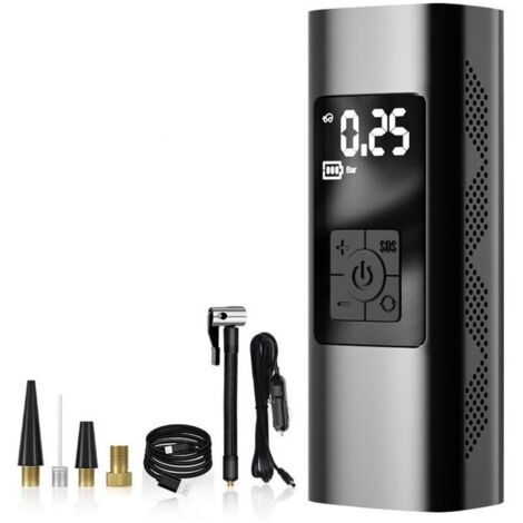 SABIR Compresseur d'air Portable, pompe à Air Rechargeable de 150 PSI pour pneus de voiture, pompe à Air de voiture, gonfleur numérique Portable sans fil pour voiture/Pompe à air sans fil (1/4)