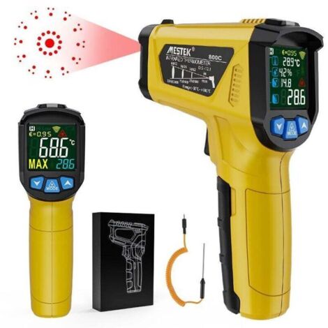 SABIR Thermomètre industriel de haute précision, thermomètre infrarouge laser, sonde de température infrarouge portable, LCD sans contact 800 ℃ (1/4)