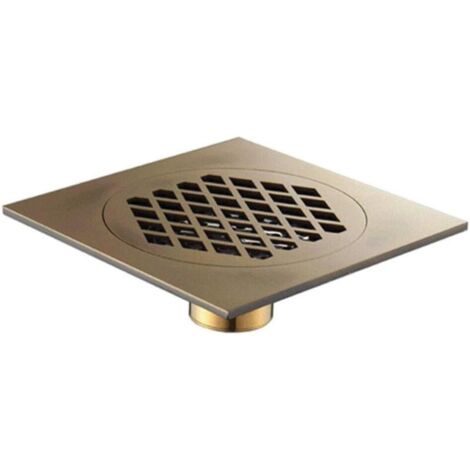 SABIR Siphon de Sol en cuivre pour Salle de Bain, crépine de vidange carrée pour évier de Douche, doré (1/4)