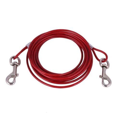 SABIR Laisse pour chien en fil d\'acier long, câble de sécurité solide pour animaux de compagnie pour une utilisation en extérieur 3m (1/4)