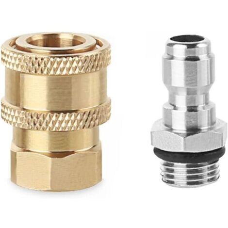 SABIR Lot de 2 adaptateurs pour nettoyeur haute pression, kit de connexion rapide 14 mm M14 x 1,5 à 1/4 pouce, accessoires de connecteur, pistolet à eau à pression pour jardin, pelouse, voiture, boute (1/4)
