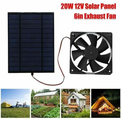 SABIR Ventilateur alimenté par panneau solaire 20W 6 pouces Mini Ventilatorl DIY Ventilateur d'extraction de panneau solaire Rechargeable Portable.. (1/4)
