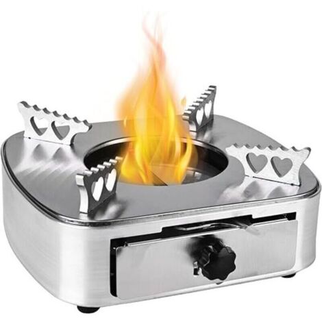 SABIR Réchaud à alcool pour intérieur de camping : brûleur à alcool pour camping - Réchaud à combustible sec - Mini flamme - En acier inoxydable - Pour intérieur - Pour camping - Pour extérieur (1/4)