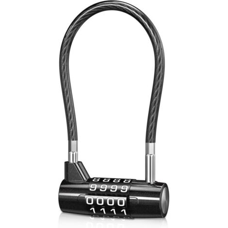 SABIR Cadenas Code 4 Chiffres Upgraded, Cadena à Anse Longue, Cadenas Exterieur avec Code, Étanche, Cadena à Combinaison Câble pour Casier de Gymnase, Vélo, Cabane (1/4)