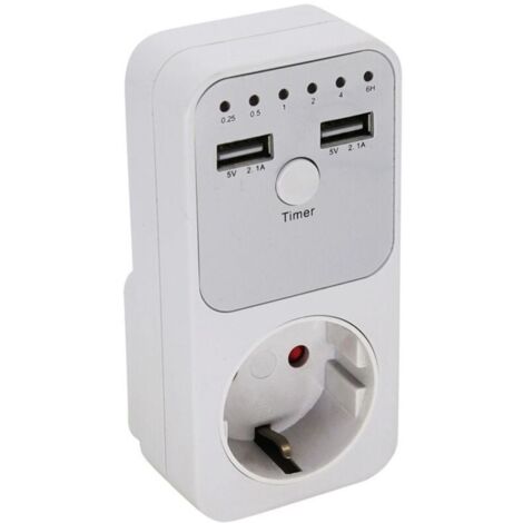 SABIR Prise de courant multifonctionnelle à compte à rebours intelligente avec 2 ports USB Interrupteur de contrôle du temps pour appareils électriques domestiques-- (1/4)