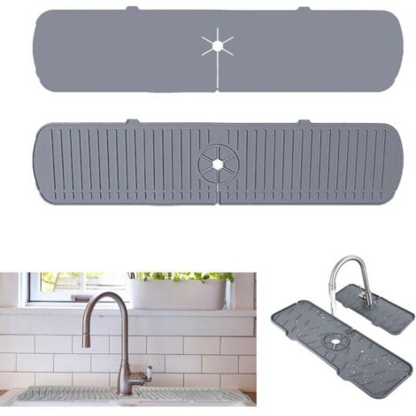 SABIR Tapis de Drainage de Protection de comptoir de salle de bains de cuisine de Protection d'évier de cuisine en Silicone/450145mm (1/4)