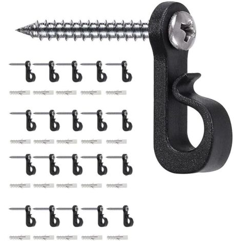 SABIR Lot de 20 crochets à vis pour intérieur et extérieur pour lumières de Noël, garage, Nouvel An (1/4)
