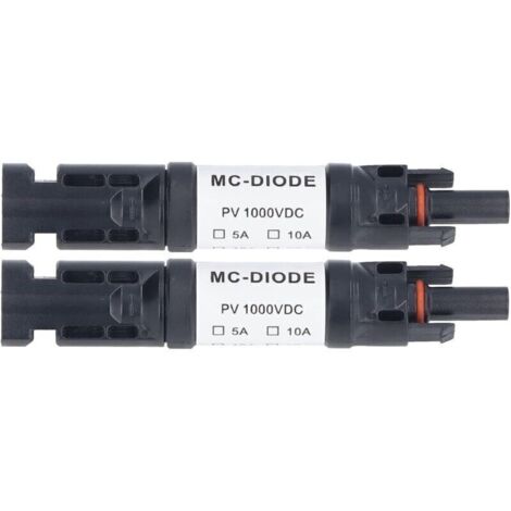 SABIR MC‑D Lot de 2 Pièces de Connecteur PV Solaire 1000 V Diode Anti-retour Intégrée IP68 étanche pour Connexion Panneau Solaire(20A), (1/4)
