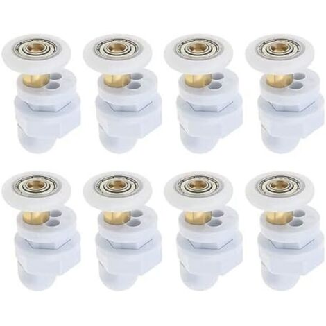 SABIR 23 mm Lot de 8 roulettes de porte de douche coulissante en verre ultra silencieuses de de diamètre pour porte de douche, hammam (1/4)